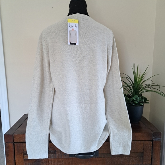 NWT Kersh Beige Long Sleeve Sweater Women's Small Knit Tunic Length - Picture 6 of 13